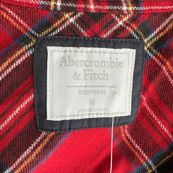 NWT ABERCROMBIE & FITCH Red Plaid Ladies Christmas Pajama Top, M - Picture 3 of 5
